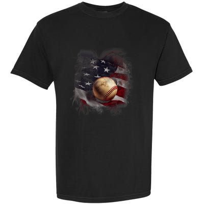 American Flag Baseball Vintage 4th Of July Usa Patriotic Garment-Dyed Heavyweight T-Shirt