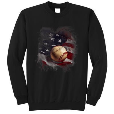 American Flag Baseball Vintage 4th Of July Usa Patriotic Sweatshirt