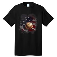 American Flag Baseball Vintage 4th Of July Usa Patriotic Tall T-Shirt