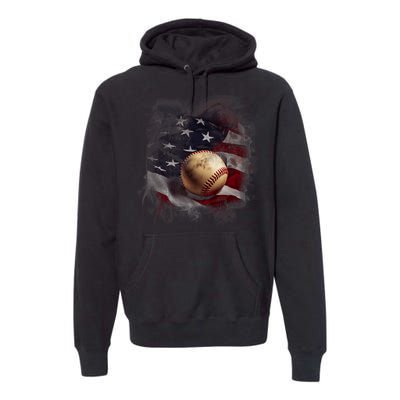 American Flag Baseball Vintage 4th Of July Usa Patriotic Premium Hoodie