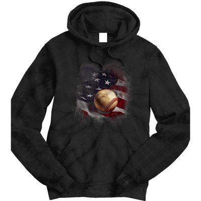 American Flag Baseball Vintage 4th Of July Usa Patriotic Tie Dye Hoodie