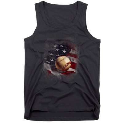 American Flag Baseball Vintage 4th Of July Usa Patriotic Tank Top