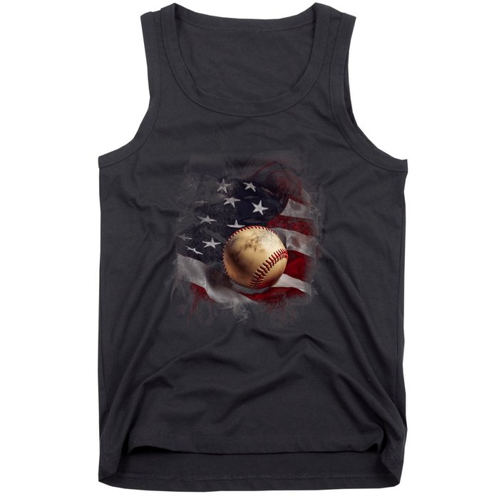 American Flag Baseball Vintage 4th Of July Usa Patriotic Tank Top