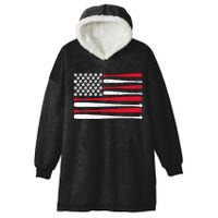 American Flag Baseball Usa Vintage Baseball Sport Fan Hooded Wearable Blanket