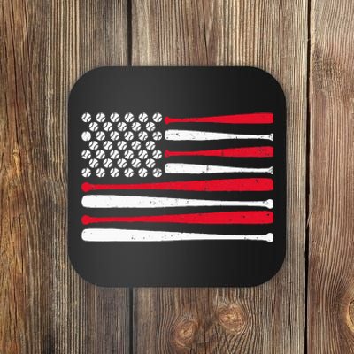 American Flag Baseball Usa Vintage Baseball Sport Fan Coaster