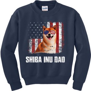 American Flag Best Shiba Inu Dad Everdog Dad Kids Sweatshirt