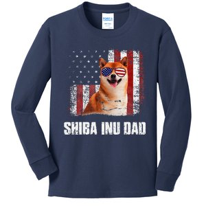 American Flag Best Shiba Inu Dad Everdog Dad Kids Long Sleeve Shirt