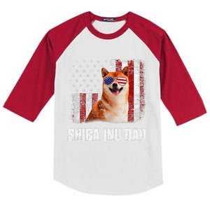 American Flag Best Shiba Inu Dad Everdog Dad Kids Colorblock Raglan Jersey