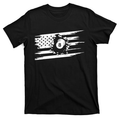 American Flag Billiards Cute Billiards Player Gift T-Shirt