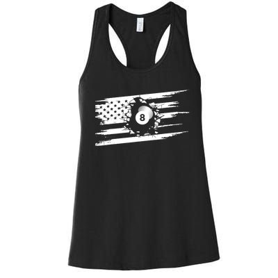 American Flag Billiards Cute Billiards Player Gift Women's Racerback Tank