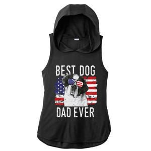 American Flag Best Dog Dad Ever St. Bernard Usa Ladies PosiCharge Tri-Blend Wicking Draft Hoodie Tank