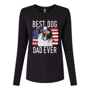 American Flag Best Dog Dad Ever St. Bernard Usa Womens Cotton Relaxed Long Sleeve T-Shirt