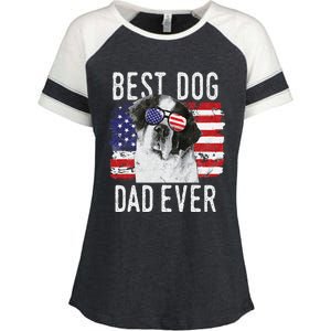 American Flag Best Dog Dad Ever St. Bernard Usa Enza Ladies Jersey Colorblock Tee