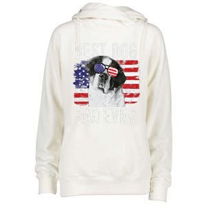 American Flag Best Dog Dad Ever St. Bernard Usa Womens Funnel Neck Pullover Hood