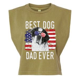 American Flag Best Dog Dad Ever St. Bernard Usa Garment-Dyed Women's Muscle Tee