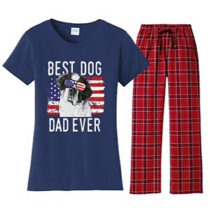 American Flag Best Dog Dad Ever St. Bernard Usa Women's Flannel Pajama Set