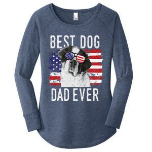 American Flag Best Dog Dad Ever St. Bernard Usa Women's Perfect Tri Tunic Long Sleeve Shirt