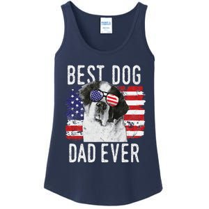 American Flag Best Dog Dad Ever St. Bernard Usa Ladies Essential Tank