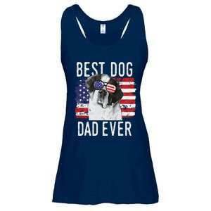 American Flag Best Dog Dad Ever St. Bernard Usa Ladies Essential Flowy Tank