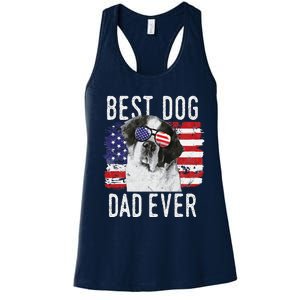 American Flag Best Dog Dad Ever St. Bernard Usa Women's Racerback Tank