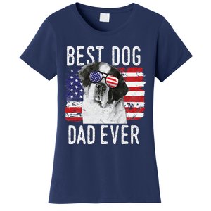 American Flag Best Dog Dad Ever St. Bernard Usa Women's T-Shirt