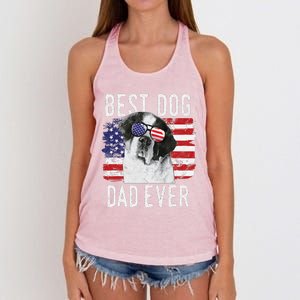 American Flag Best Dog Dad Ever St. Bernard Usa Women's Knotted Racerback Tank