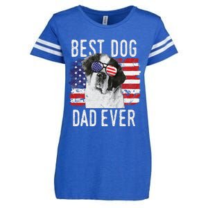 American Flag Best Dog Dad Ever St. Bernard Usa Enza Ladies Jersey Football T-Shirt