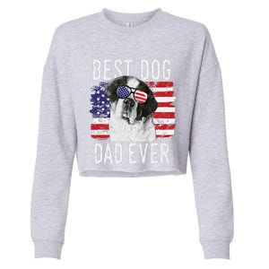 American Flag Best Dog Dad Ever St. Bernard Usa Cropped Pullover Crew