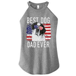 American Flag Best Dog Dad Ever St. Bernard Usa Women's Perfect Tri Rocker Tank