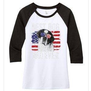 American Flag Best Dog Dad Ever St. Bernard Usa Women's Tri-Blend 3/4-Sleeve Raglan Shirt