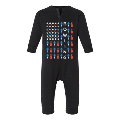 American Flag Bowling Bowler Gifts For Bowling Team Infant Fleece One Piece