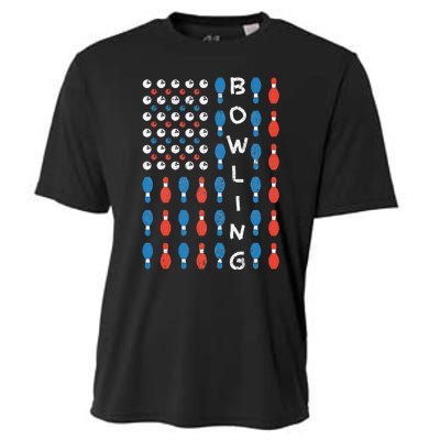 American Flag Bowling Bowler Gifts For Bowling Team Cooling Performance Crew T-Shirt