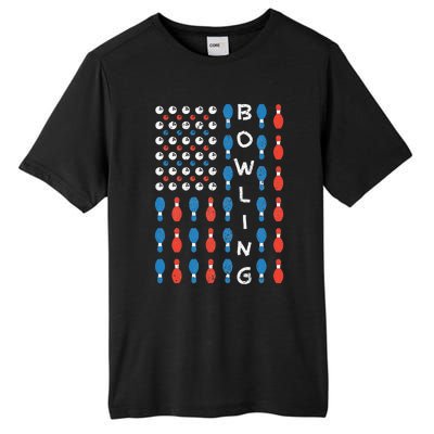 American Flag Bowling Bowler Gifts For Bowling Team Tall Fusion ChromaSoft Performance T-Shirt