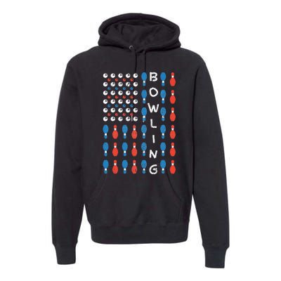 American Flag Bowling Bowler Gifts For Bowling Team Premium Hoodie