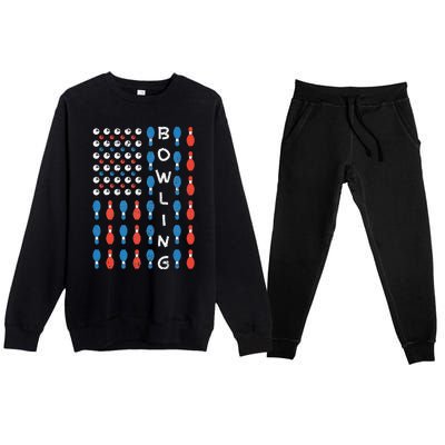 American Flag Bowling Bowler Gifts For Bowling Team Premium Crewneck Sweatsuit Set