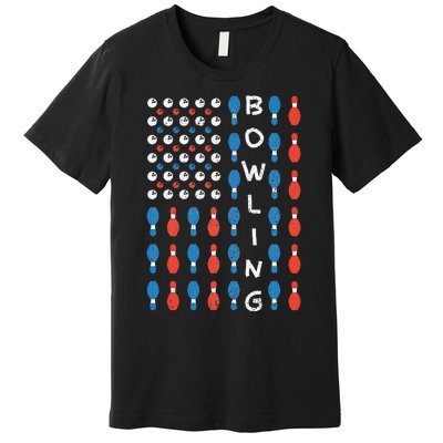 American Flag Bowling Bowler Gifts For Bowling Team Premium T-Shirt