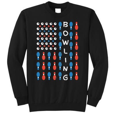 American Flag Bowling Bowler Gifts For Bowling Team Tall Sweatshirt