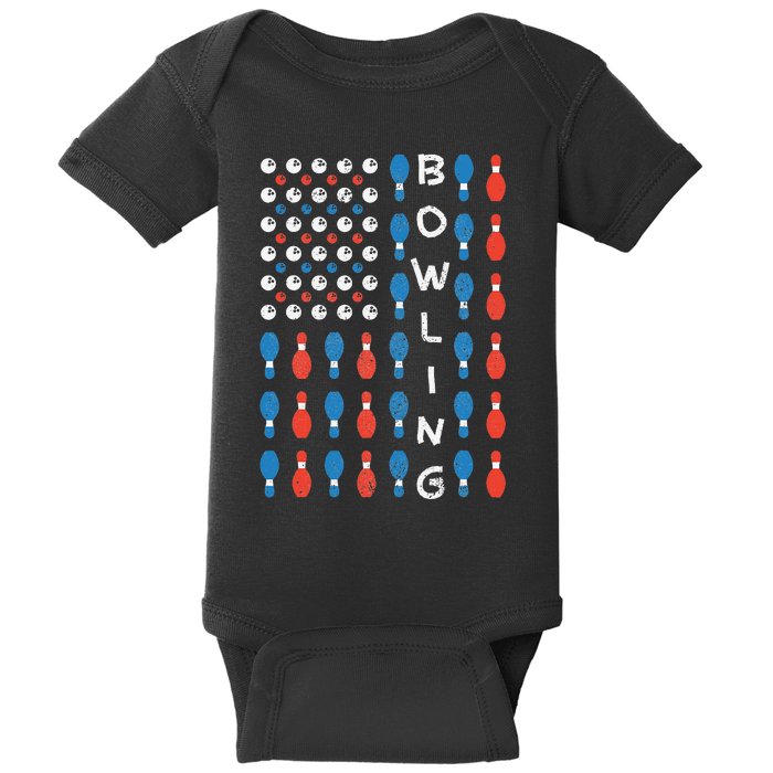 American Flag Bowling Bowler Gifts For Bowling Team Baby Bodysuit