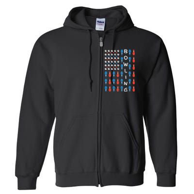 American Flag Bowling Bowler Gifts For Bowling Team Full Zip Hoodie