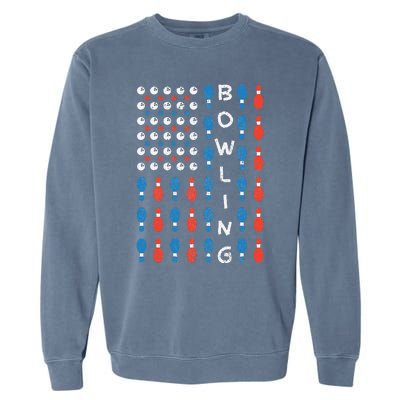 American Flag Bowling Bowler Gifts For Bowling Team Garment-Dyed Sweatshirt