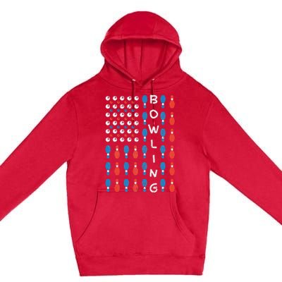 American Flag Bowling Bowler Gifts For Bowling Team Premium Pullover Hoodie