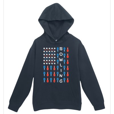 American Flag Bowling Bowler Gifts For Bowling Team Urban Pullover Hoodie