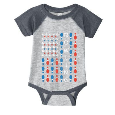 American Flag Bowling Bowler Gifts For Bowling Team Infant Baby Jersey Bodysuit