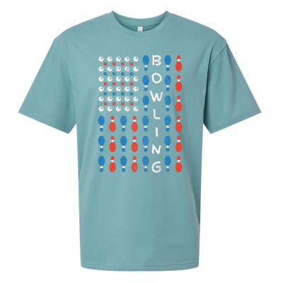 American Flag Bowling Bowler Gifts For Bowling Team Sueded Cloud Jersey T-Shirt