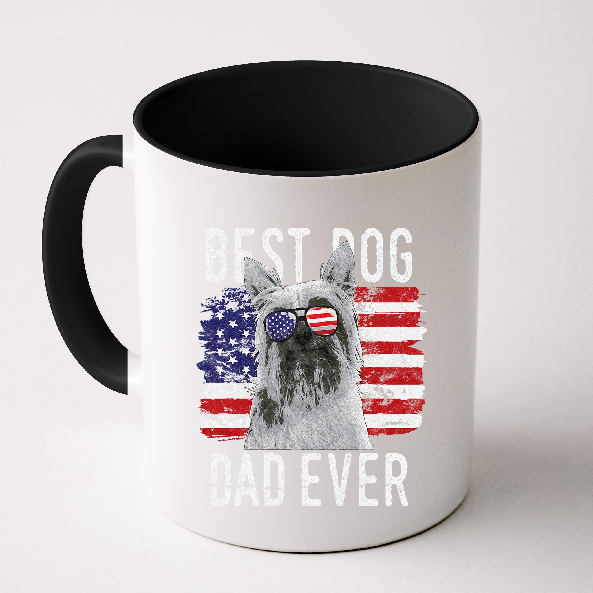 American Flag Best Dog Dad Ever Silky Terriers Usa Mug