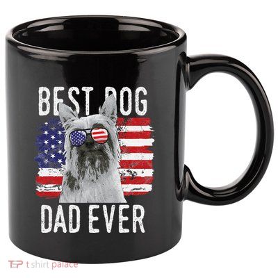 American Flag Best Dog Dad Ever Silky Terriers Usa 11oz C Handle Ceramic Mug