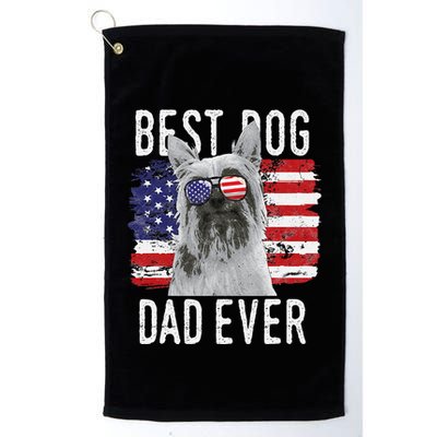 American Flag Best Dog Dad Ever Silky Terriers Usa Golf Towel