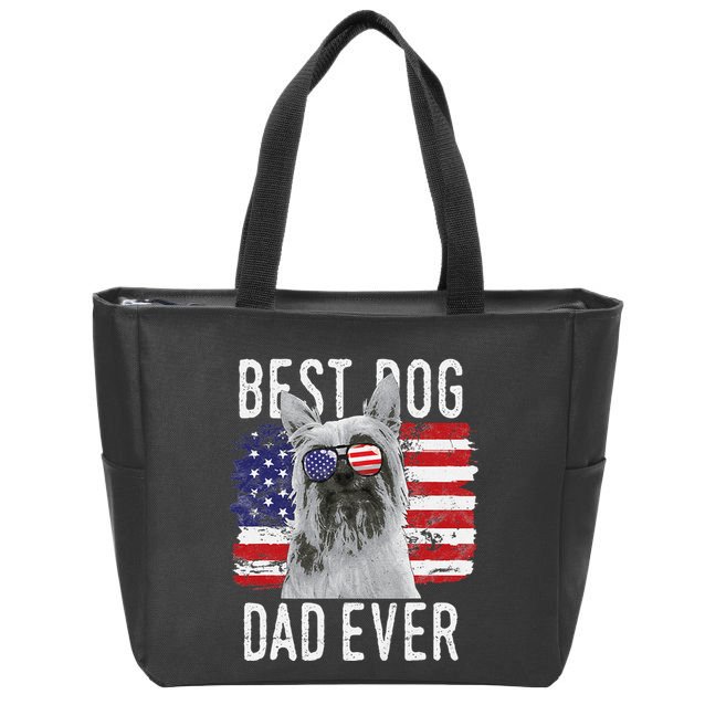 American Flag Best Dog Dad Ever Silky Terriers Usa Zip Tote Bag
