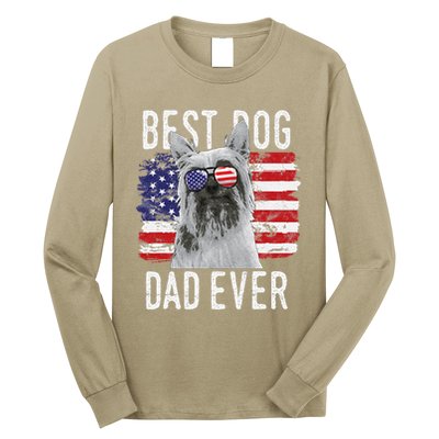 American Flag Best Dog Dad Ever Silky Terriers Usa Long Sleeve Shirt