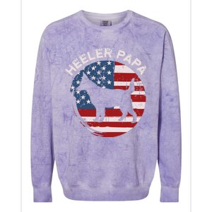 American Flag Blue Heeler Papa Red Australian Cattle Dog Dad Colorblast Crewneck Sweatshirt